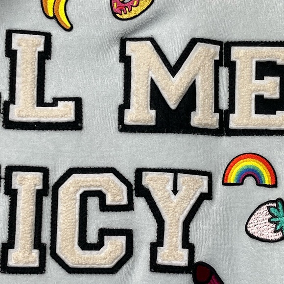 $168 Juicy Couture XS Patch Terrycloth Zip Up Hoodie Robertson Jacket Embroidery - Picture 4 of 4